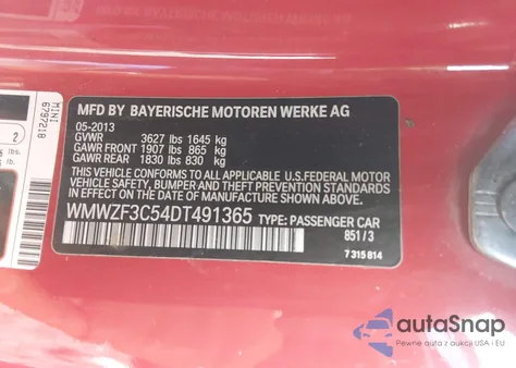 2013 Mini Clubman Cooper z USA, uszkodzony, nr VIN WMWZF3C54DT491365